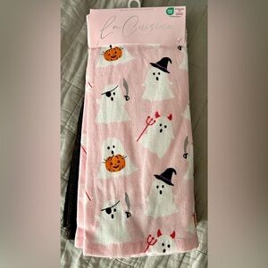 La Cuisine Set Of 4 Halloween Ghost Kitchen Towels Pink Black‎ White New